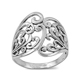925 Sterling Silver Filigree Ring Size 7